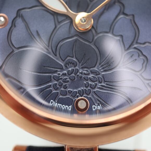 Burgi Watch Womens 31mm Blue Flower Dial Rose Gold Tone Diamond Dial New Battery - Picture 7 of 15